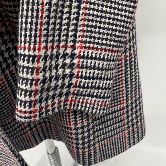 Tommy Hilfiger Classics 12 Wool Blend Houndtooth Plaid Coat Navy Red Cream Pocke - Picture 10 of 16
